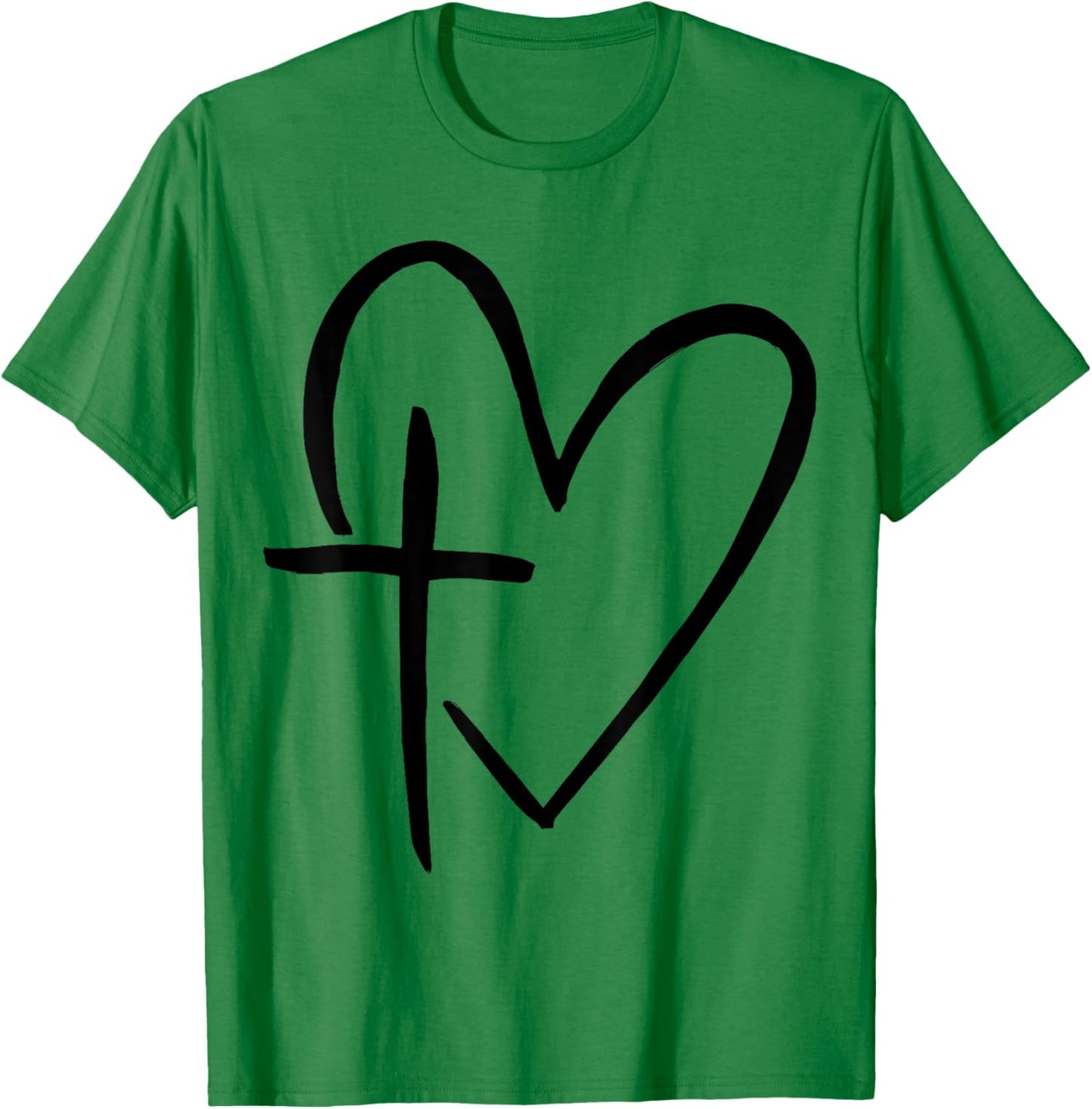 Stylish Cross In Heart Christian Heart Christian Cross T-Shirt - T-Shirt | Irish Green