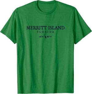 Merritt Island Florida Palm Tree Surf Beach Gift Men Women T-Shirt - T-Shirt | Irish Green