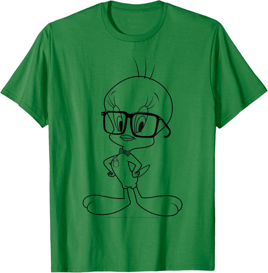 Looney Tunes Tweety Bird Nerdy Portrait T-Shirt - T-Shirt | Irish Green
