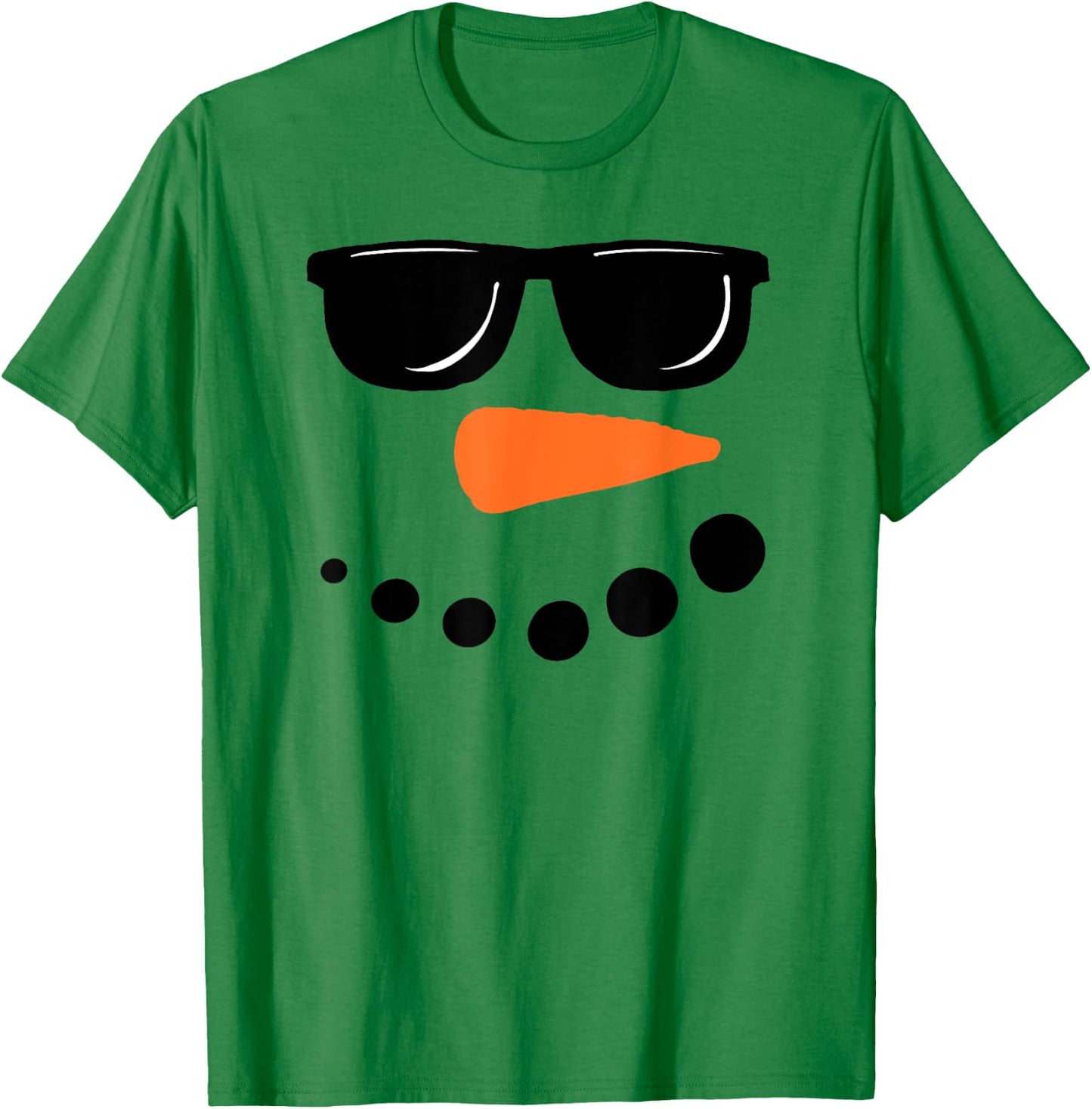 Funny Christmas Winter Snowman Face Carrot Nose Sunglasses T-Shirt - T-Shirt | Irish Green