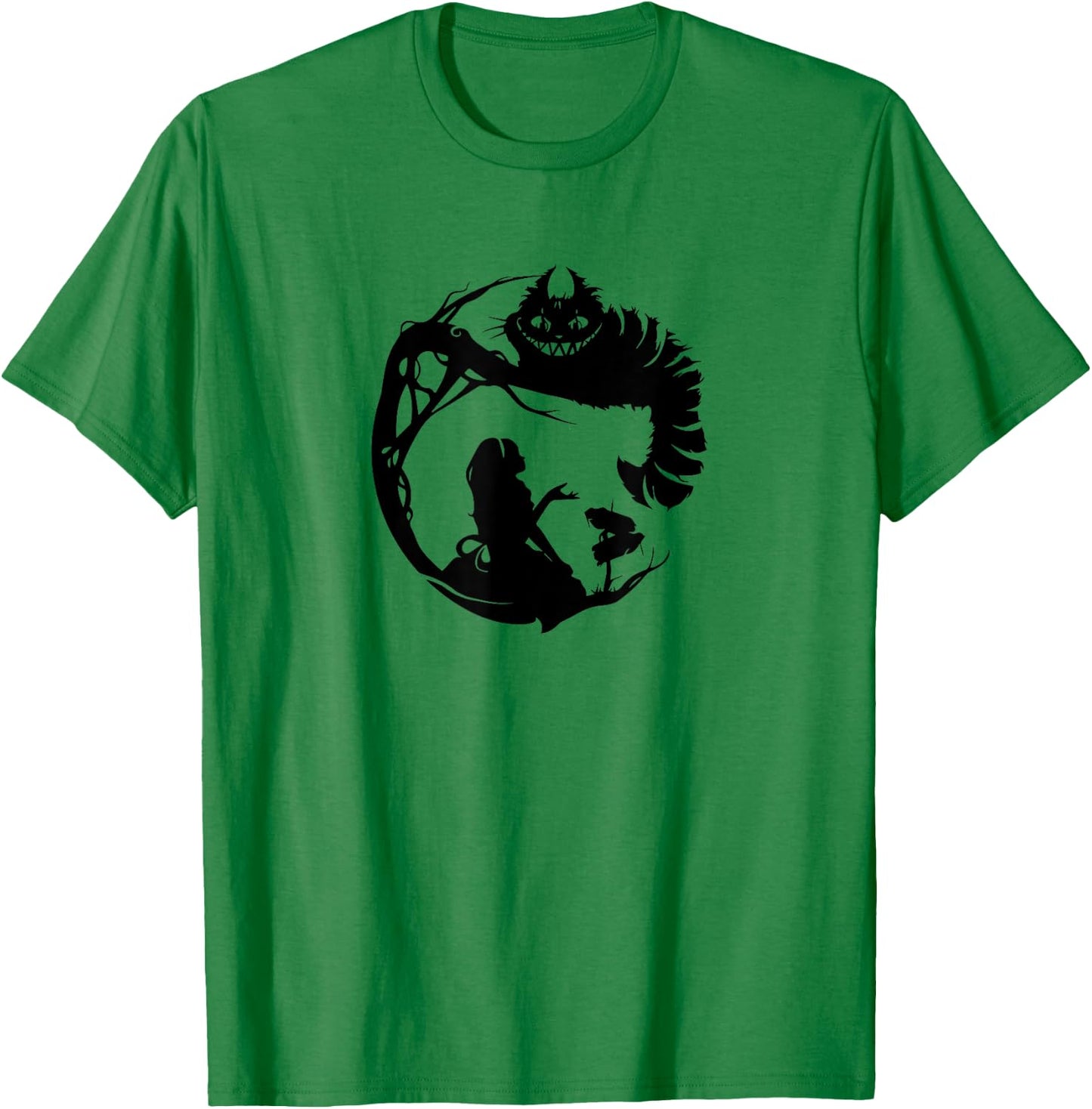 Alice in Wonderland and the Cheshire Cat silhouette T-Shirt - T-Shirt | Irish Green