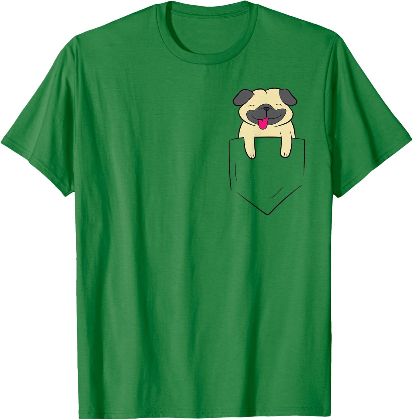 Pug Dog In Pocket Cute Pocket Pug Dog T-Shirt - T-Shirt | Irish Green