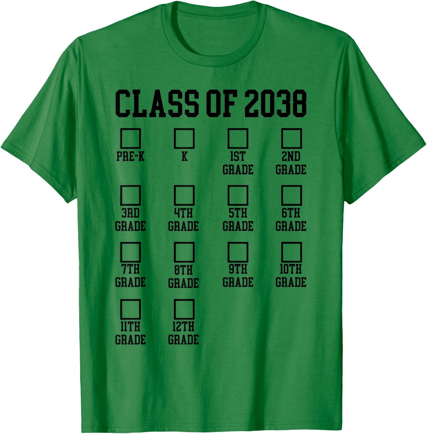 Class of 2038 Grow with me Checklist Graduation T-Shirt - T-Shirt | Irish Green