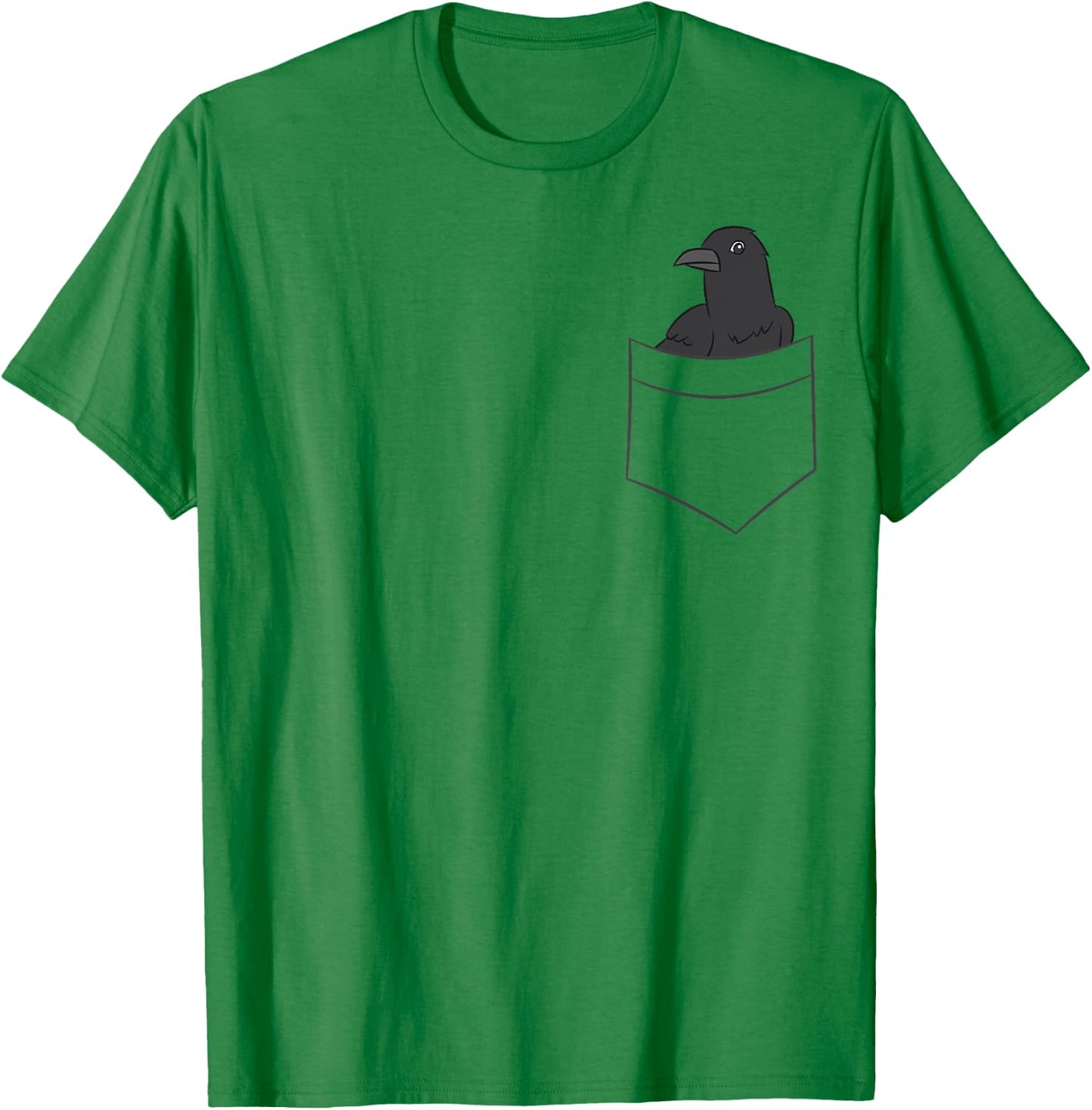 Cute Crow In A Pocket Funny Pocket Crows Raven In Pocket T-Shirt - T-Shirt | Irish Green