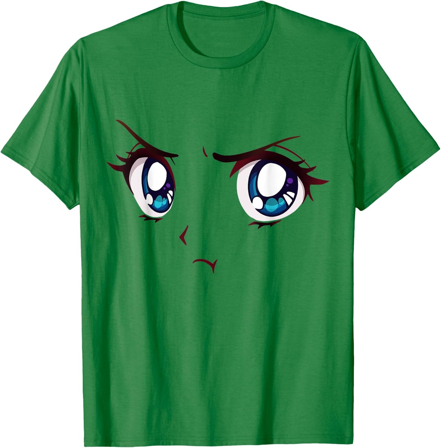 Angry Anime Eyes Shirt Face Mood Aesthetic Anime Merch T-Shirt - T-Shirt | Irish Green