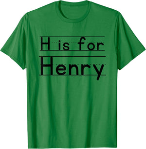 Funny School Kid Name H is For Henry Funny PreK For Boys T-Shirt - T-Shirt | Irish Green