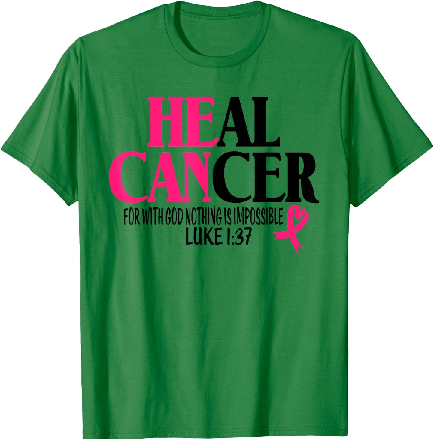 Breast Cancer Fighter Christian God Pink Ribbon Awareness T-Shirt - T-Shirt | Irish Green