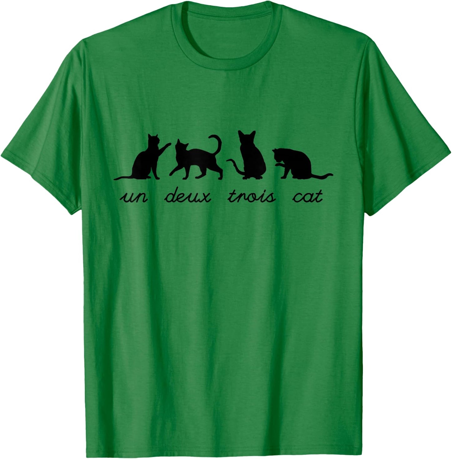 Un Deux Trois Cat Cute Funny French Teacher Pun Cat Lovers Women Girls Kids T-Shirt - T-Shirt | Irish Green