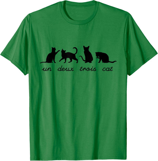 Un Deux Trois Cat Cute Funny French Teacher Pun Cat Lovers Women Girls Kids T-Shirt - T-Shirt | Irish Green