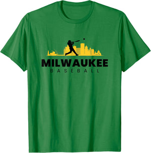Milwaukee Baseball Vintage Minimalist Retro Baseball Lover T-Shirt - T-Shirt | Irish Green
