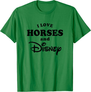 Disney I Love Horses And Disney Bold Text Big Chest Logo T-Shirt - T-Shirt | Irish Green
