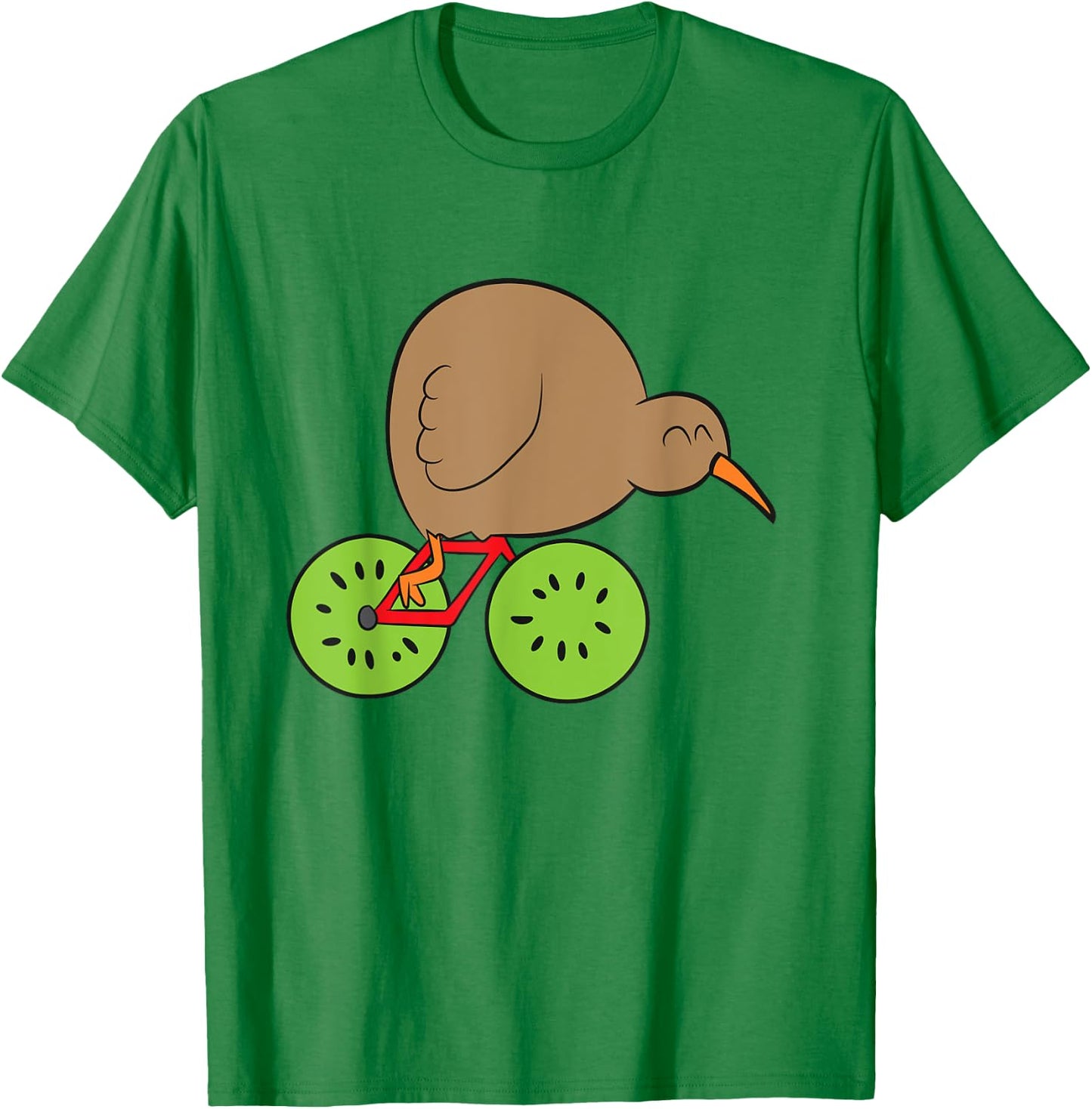 Funny Kiwi Fruit And Kiwi Bird New Zealand Cycling Kiwi Bird T-Shirt - T-Shirt | Irish Green