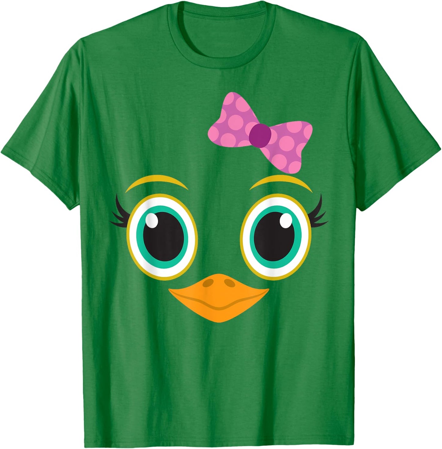 Funny Halloween Costume for Girls w/ Bow - Cute Chick Face T-Shirt - T-Shirt | Irish Green