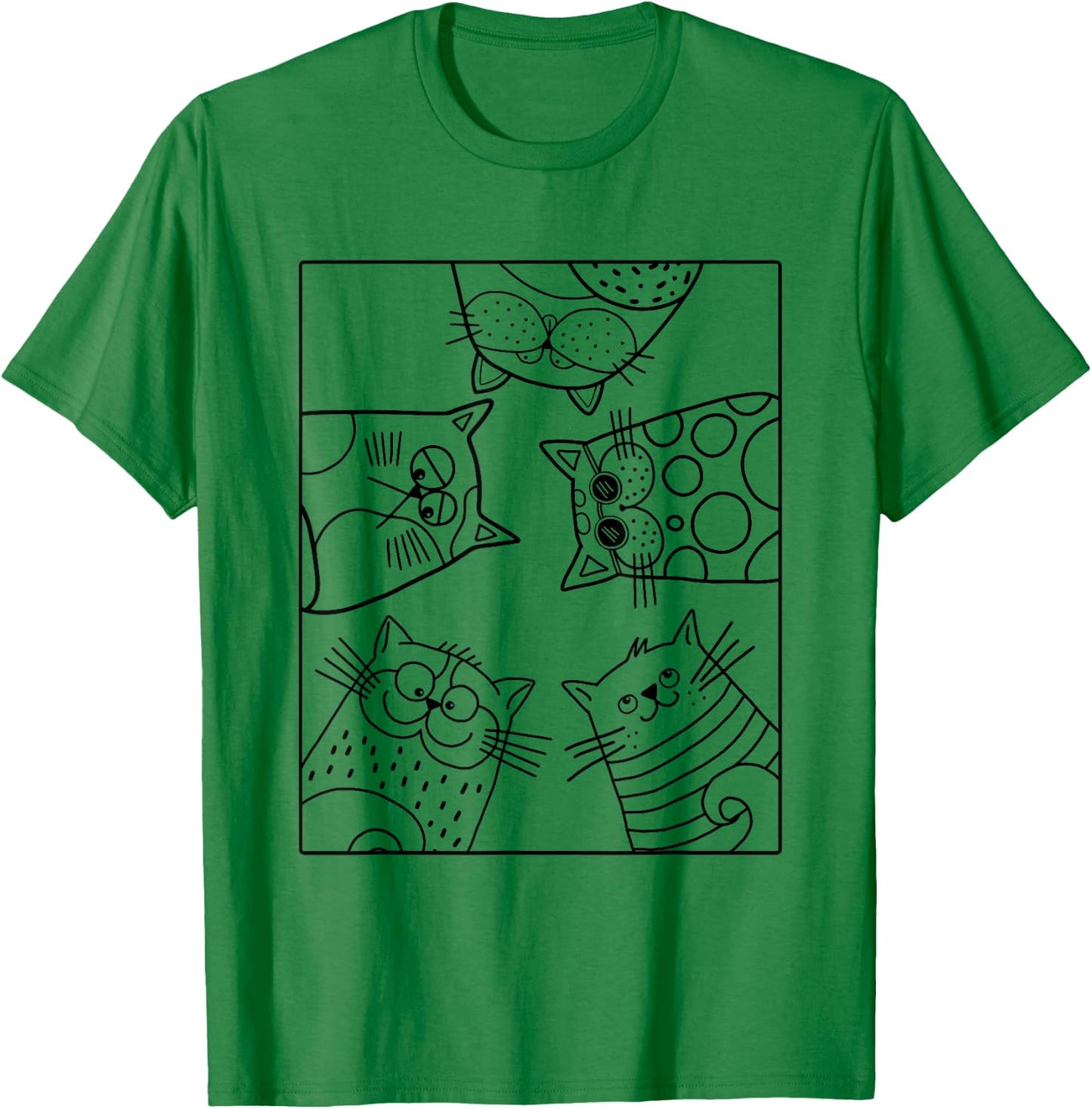 Coloring shirt for kids. Funny cats DIY to paint on T-Shirt - T-Shirt | Irish Green