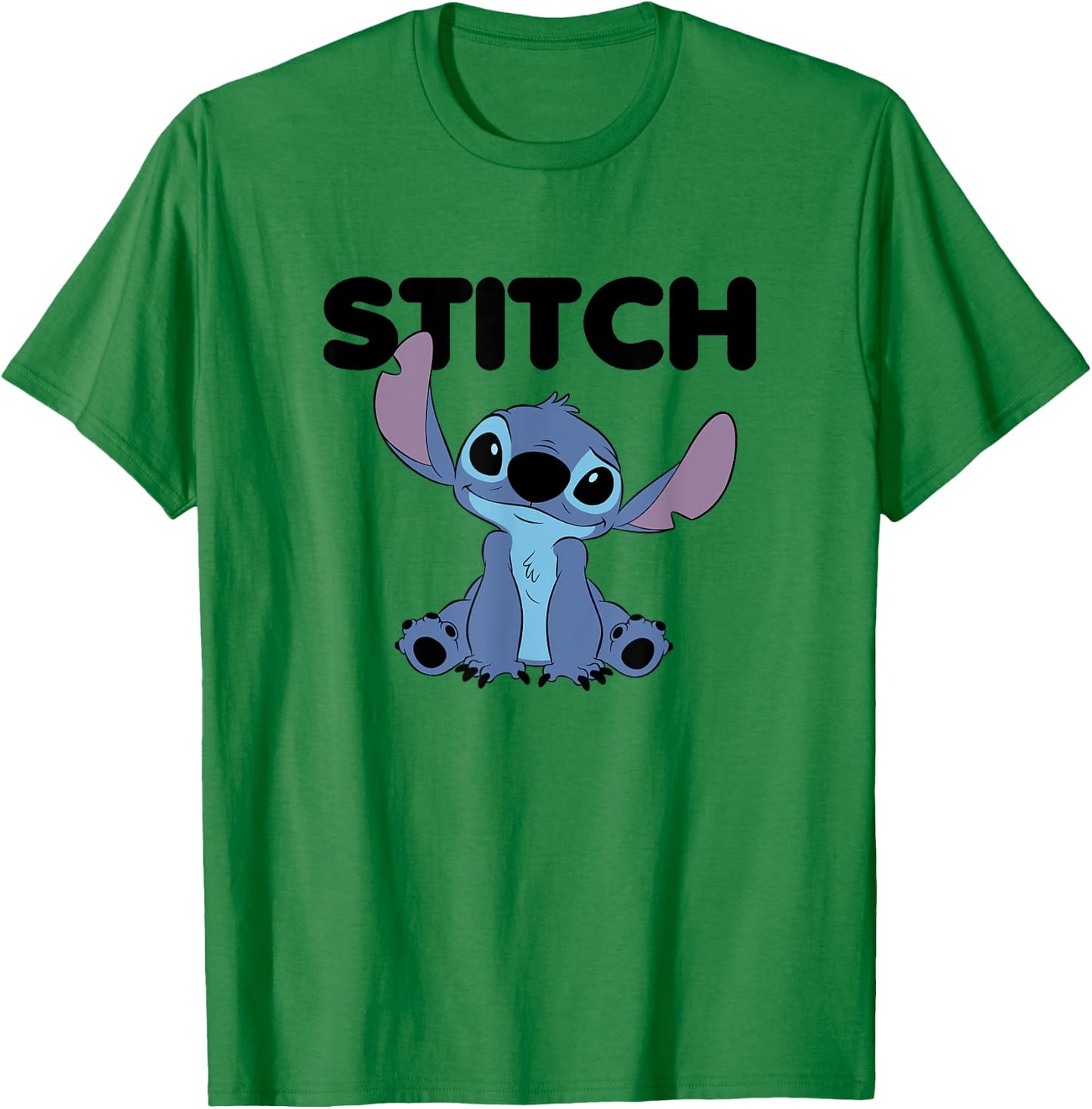 Disney Lilo & Stitch Cute Happy Stitch Big Chest Portrait T-Shirt - T-Shirt | Irish Green