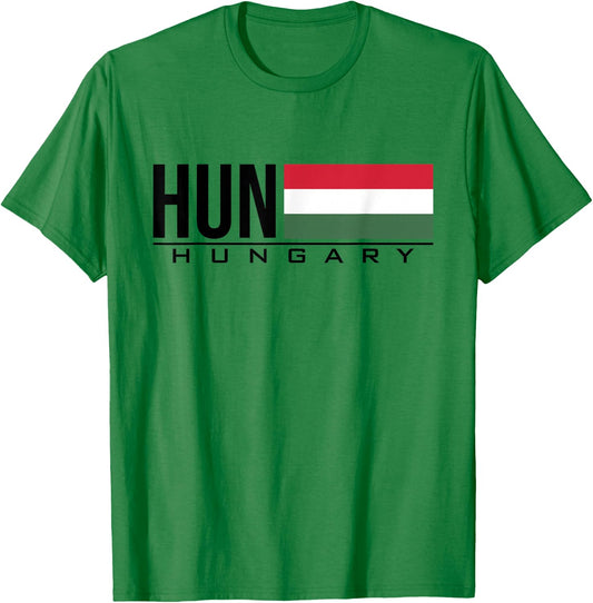 Hungary Flag Hungarian Country Code Hun Sports Games Athlete T-Shirt - T-Shirt | Irish Green