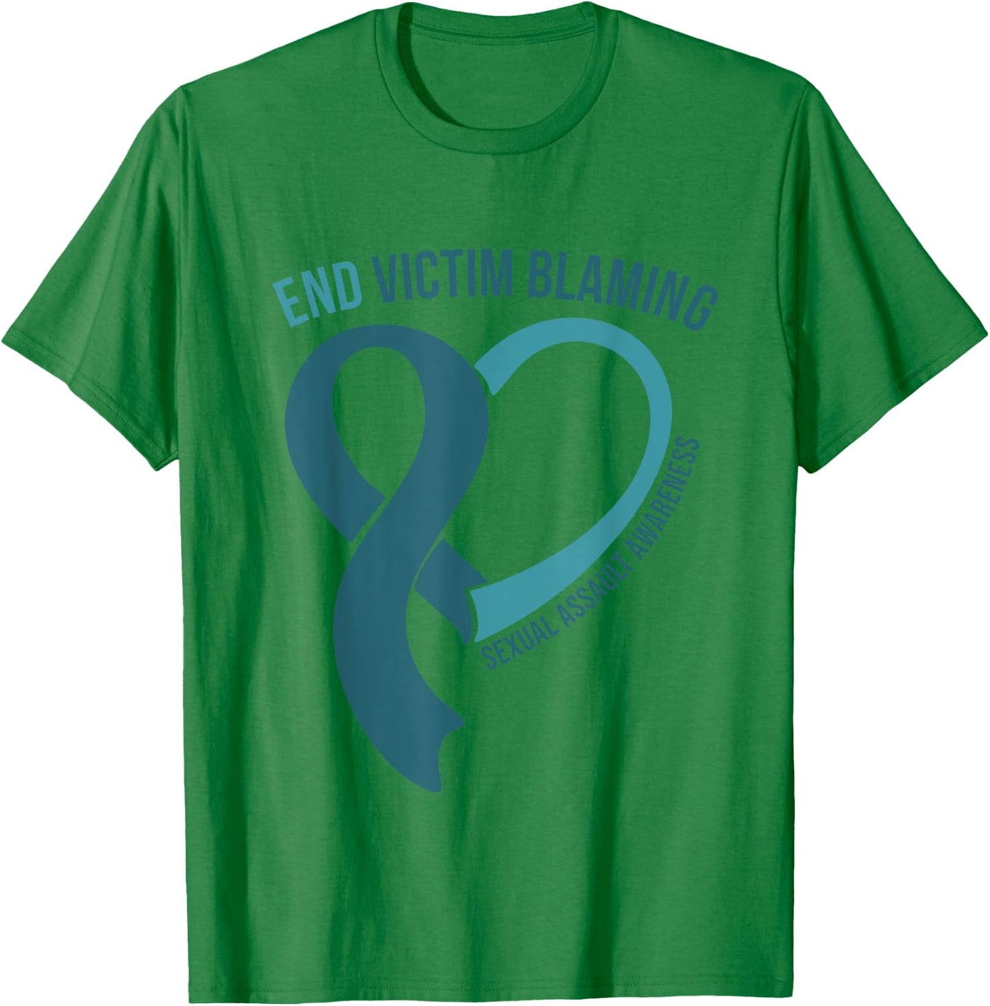End Victim Blaming April Sexual Assault Awareness Teal Heart T-Shirt - T-Shirt | Irish Green