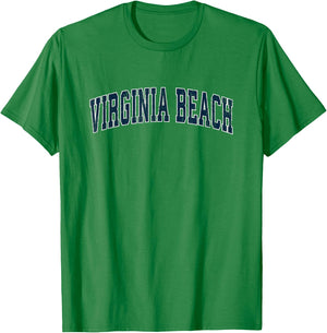 Virginia Beach Virginia VA Vintage Sports Design Navy Design T-Shirt - T-Shirt | Irish Green
