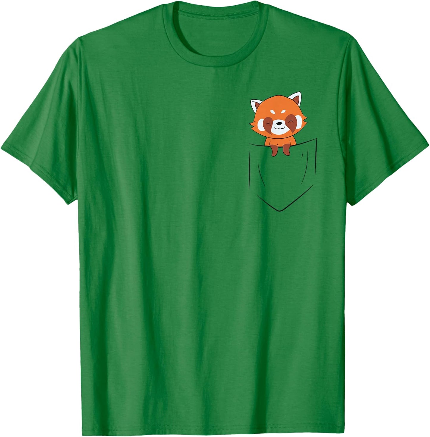 Cute Red Panda In Pocket Red Panda Bear Pocket T-Shirt - T-Shirt | Irish Green