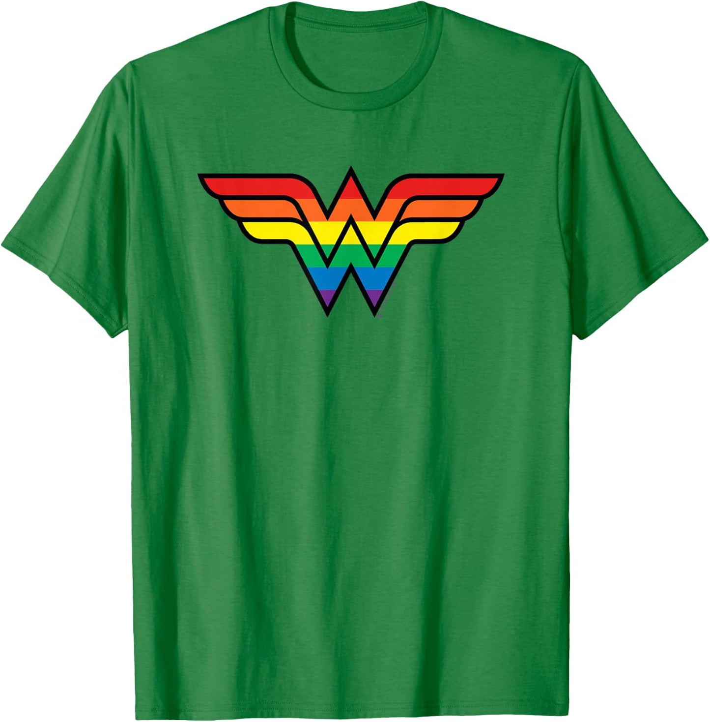 DC Comics Pride Wonder Woman Rainbow Logo T-Shirt - T-Shirt | Irish Green
