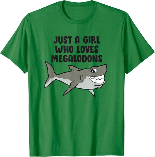 Just a Girl Who Loves Megalodon Sharks Women Megalodon T-Shirt - T-Shirt | Irish Green