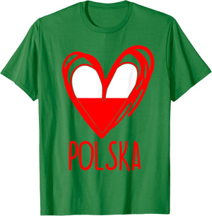 Polish Cute Heart Polska Poland Flag Boys Girls T-Shirt - T-Shirt | Irish Green