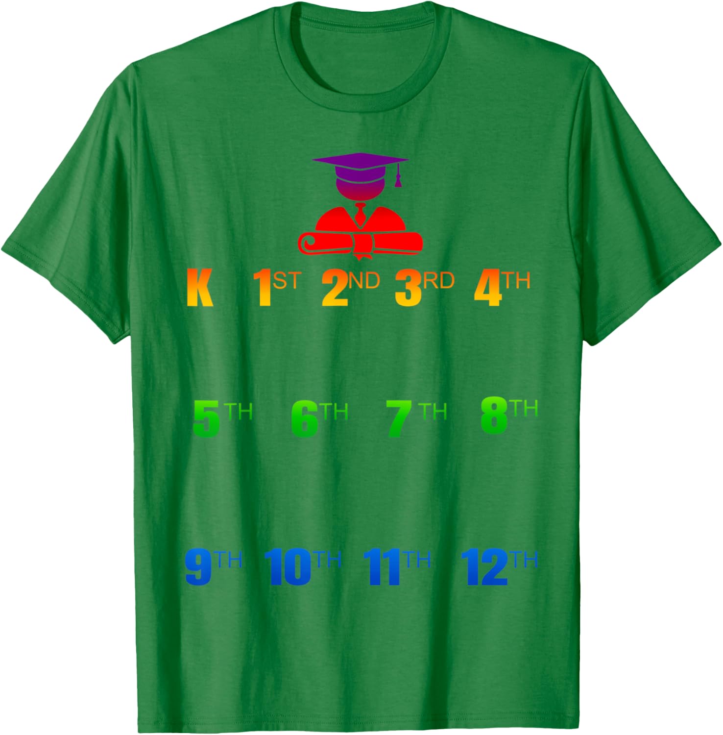 K-12 Handprints Grow With Me School Year Chart T-Shirt - T-Shirt | Irish Green