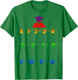 K-12 Handprints Grow With Me School Year Chart T-Shirt - T-Shirt | Irish Green
