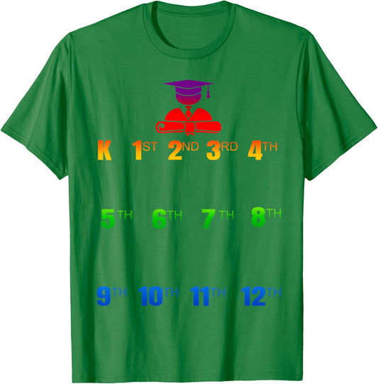 K-12 Handprints Grow With Me School Year Chart T-Shirt - T-Shirt | Irish Green