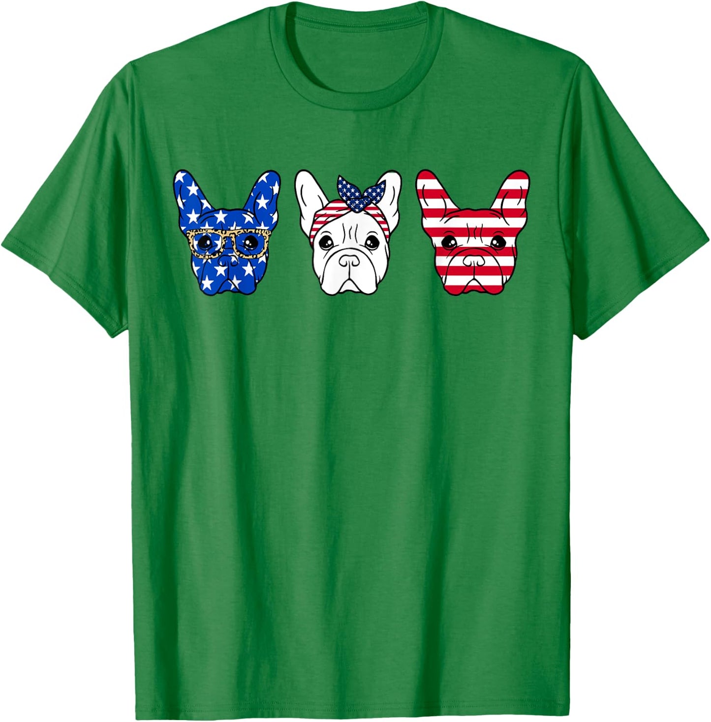 French Bulldog American Flag Patriotic Frenchie Bulldog T-Shirt - T-Shirt | Irish Green