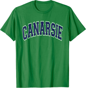 Canarsie Arched Dark Blue Text T-Shirt - T-Shirt | Irish Green