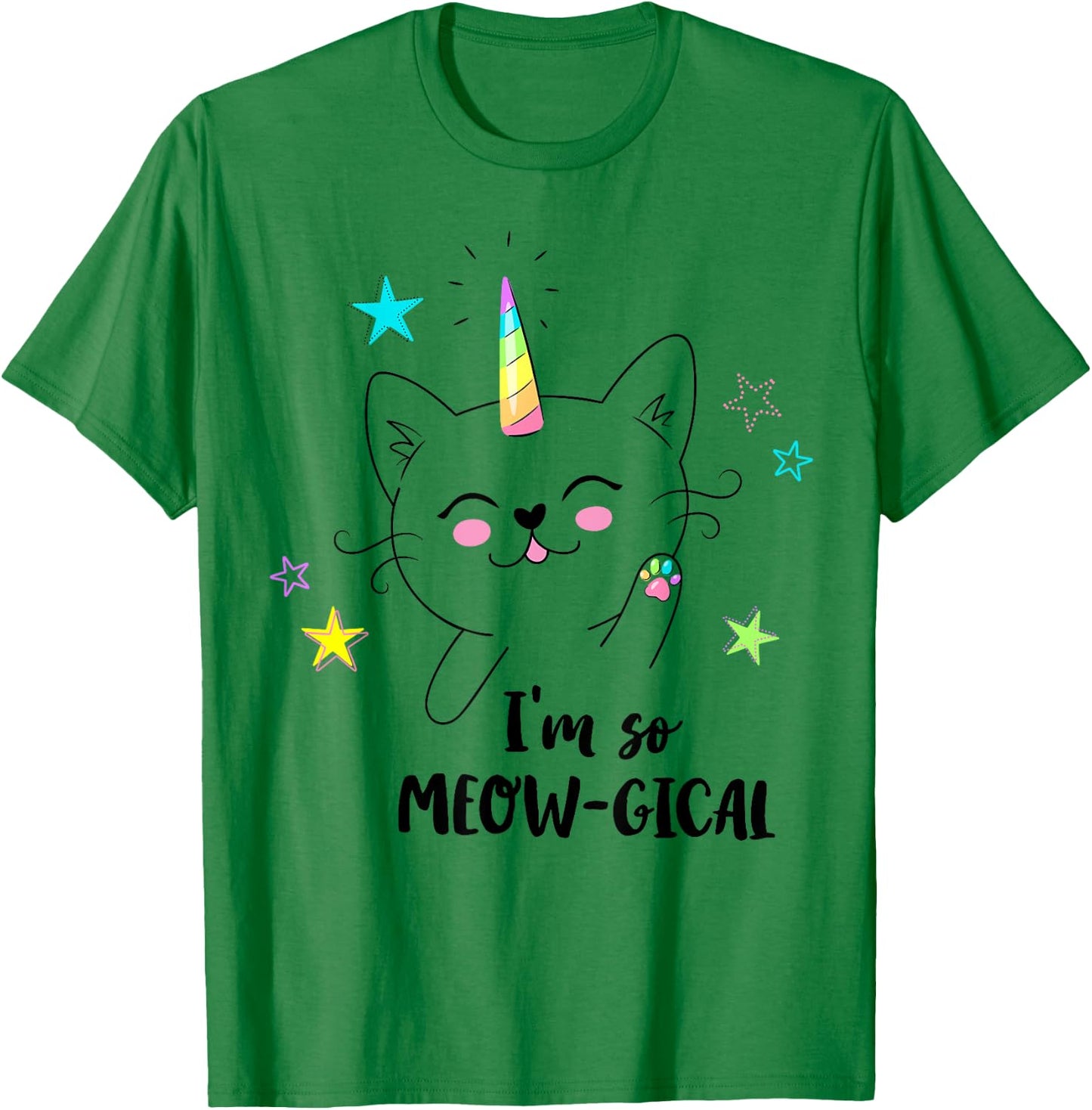 Caticorn cute kitty kids I'm so meow-gical funny cat unicorn T-Shirt - T-Shirt | Irish Green