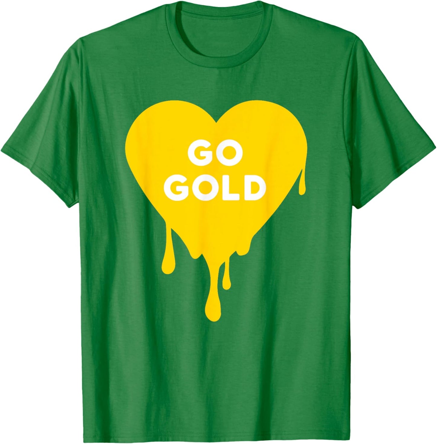Go Gold- Gold Team, Color War, Camp, Dripping Heart Cute T-Shirt - T-Shirt | Irish Green