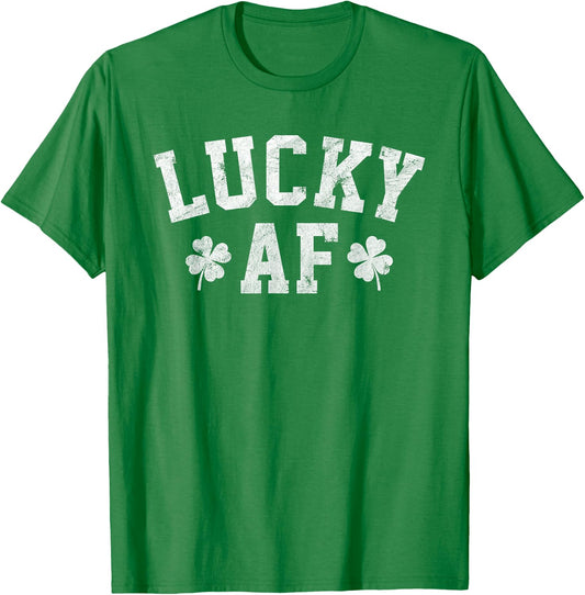 Lucky AF Shirt - Men's Distressed St Patrick's Day T-Shirt - T-Shirt | Irish Green