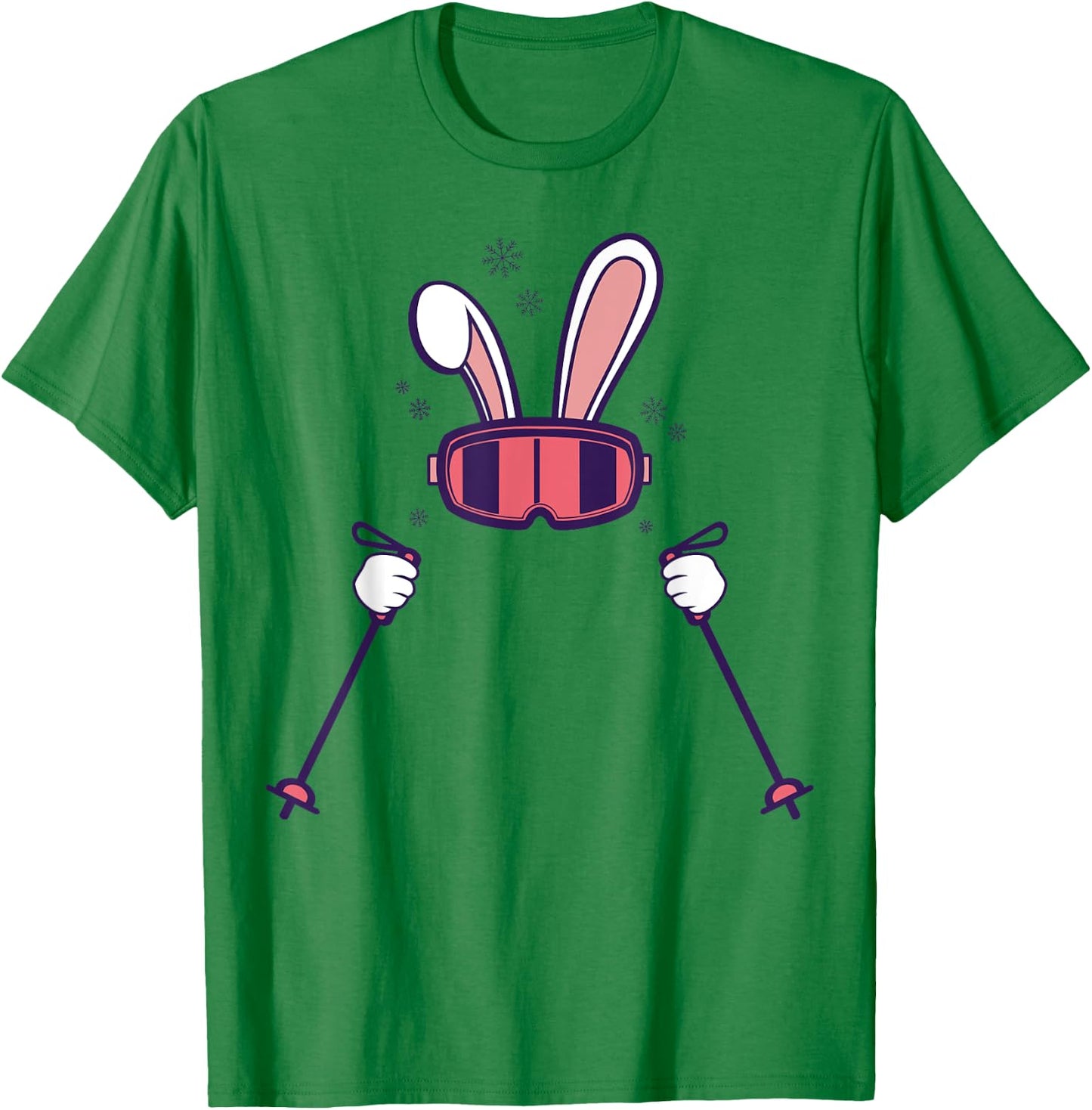Skiing Rabbit Fun Winter Sports Easter Bunny Vibes T-Shirt - T-Shirt | Irish Green