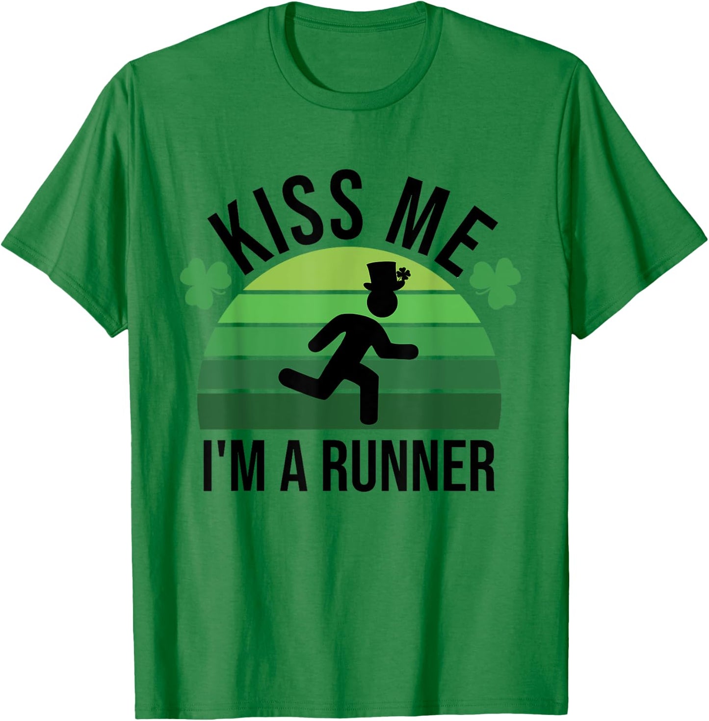 Kiss Me I'm A Runner Retro Marathon Running St Patrick's Day T-Shirt - T-Shirt | Irish Green
