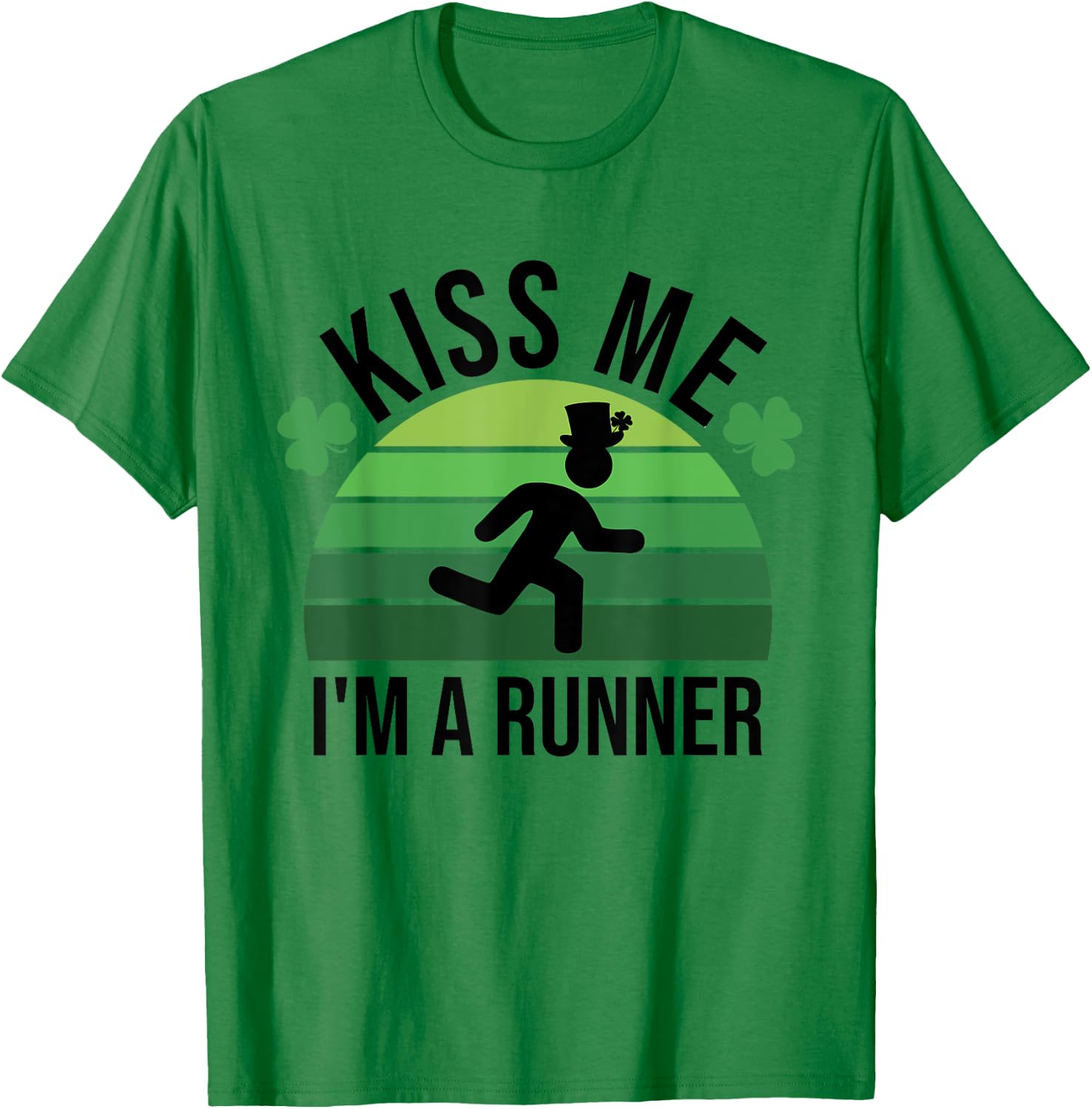 Kiss Me I'm A Runner Retro Marathon Running St Patrick's Day T-Shirt - T-Shirt | Irish Green