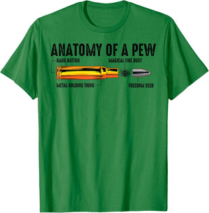 Cool Anatomy Of A Pew | Funny Gun Owner Gift Fan Bullet Ammo T-Shirt - T-Shirt | Irish Green