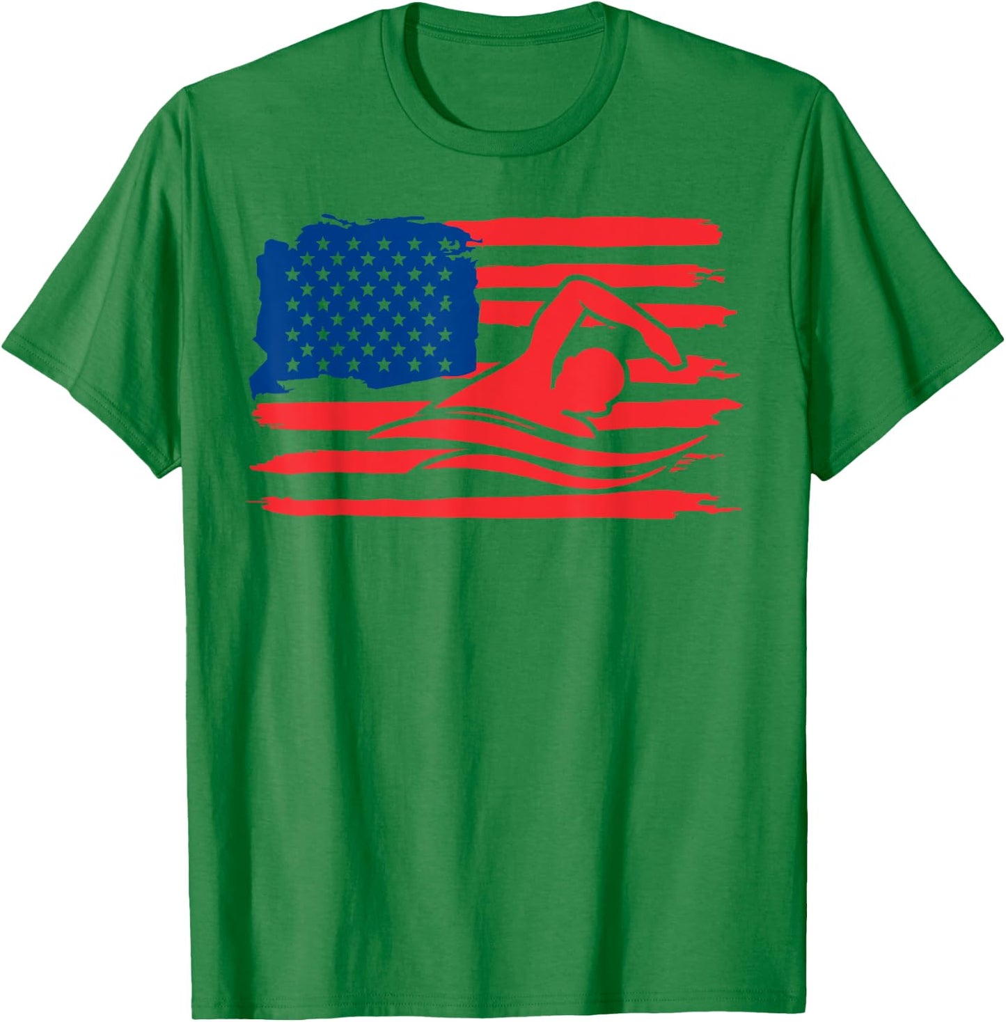 Vintage american flag swim team swimmer funny swimming gift Kids Men T-Shirt - T-Shirt | Irish Green