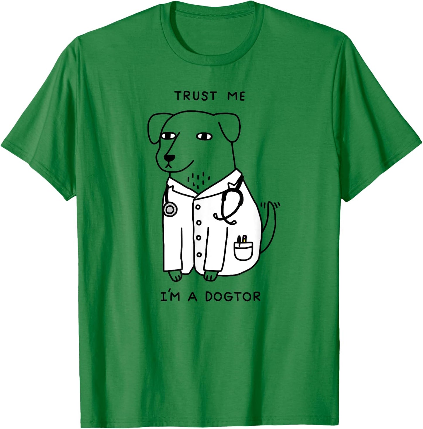 Obinsun -Adult Dog Lovers, Veterinarians Blue Cartoon Dog Doctor T-Shirt - T-Shirt | Irish Green