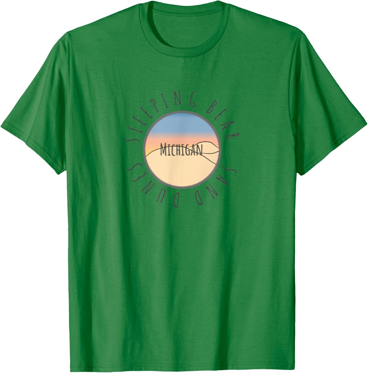 Michigan Michigander Great Lakes Sleeping Bear Sand Dunes T-Shirt - T-Shirt | Irish Green