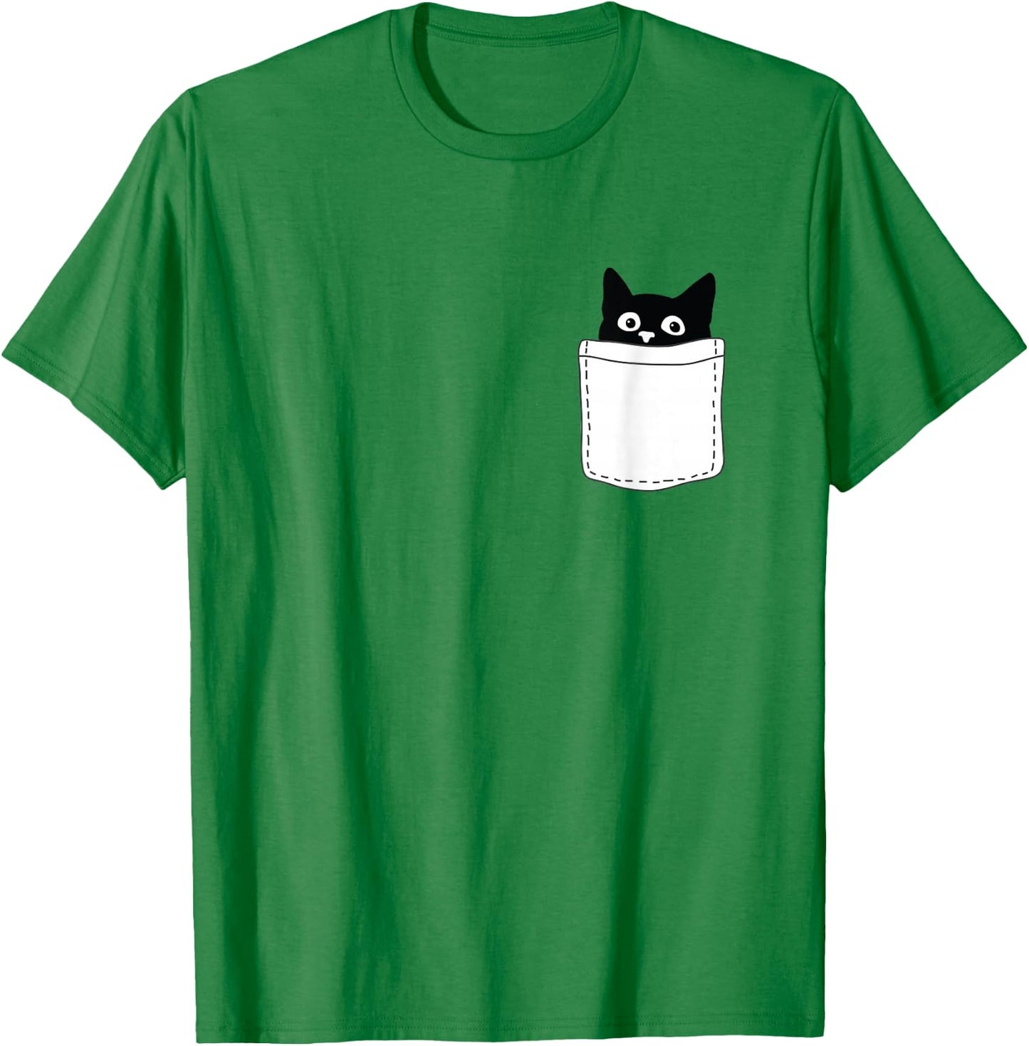 Cute Black Cat Spy Peeking in Pocket for Kitten Lovers T-Shirt - T-Shirt | Irish Green