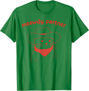 Meowdy Partner Cat Cowboy T-Shirt - T-Shirt | Irish Green