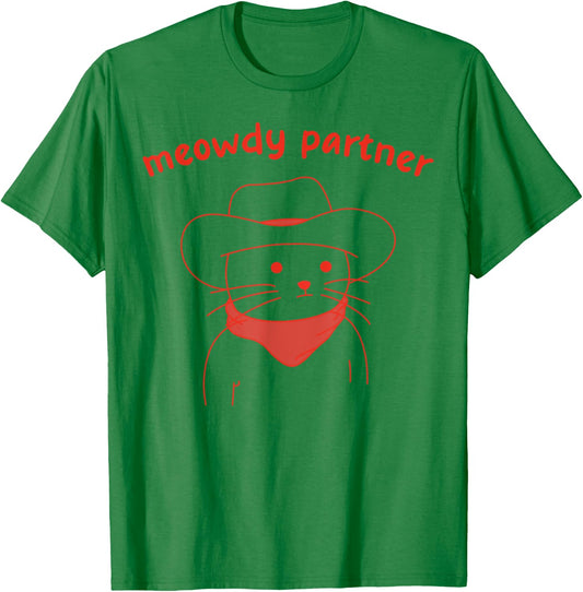 Meowdy Partner Cat Cowboy T-Shirt - T-Shirt | Irish Green