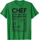 Chef Nutrition Facts Funny Cook Men Women Vintage Cooking T-Shirt - T-Shirt | Irish Green