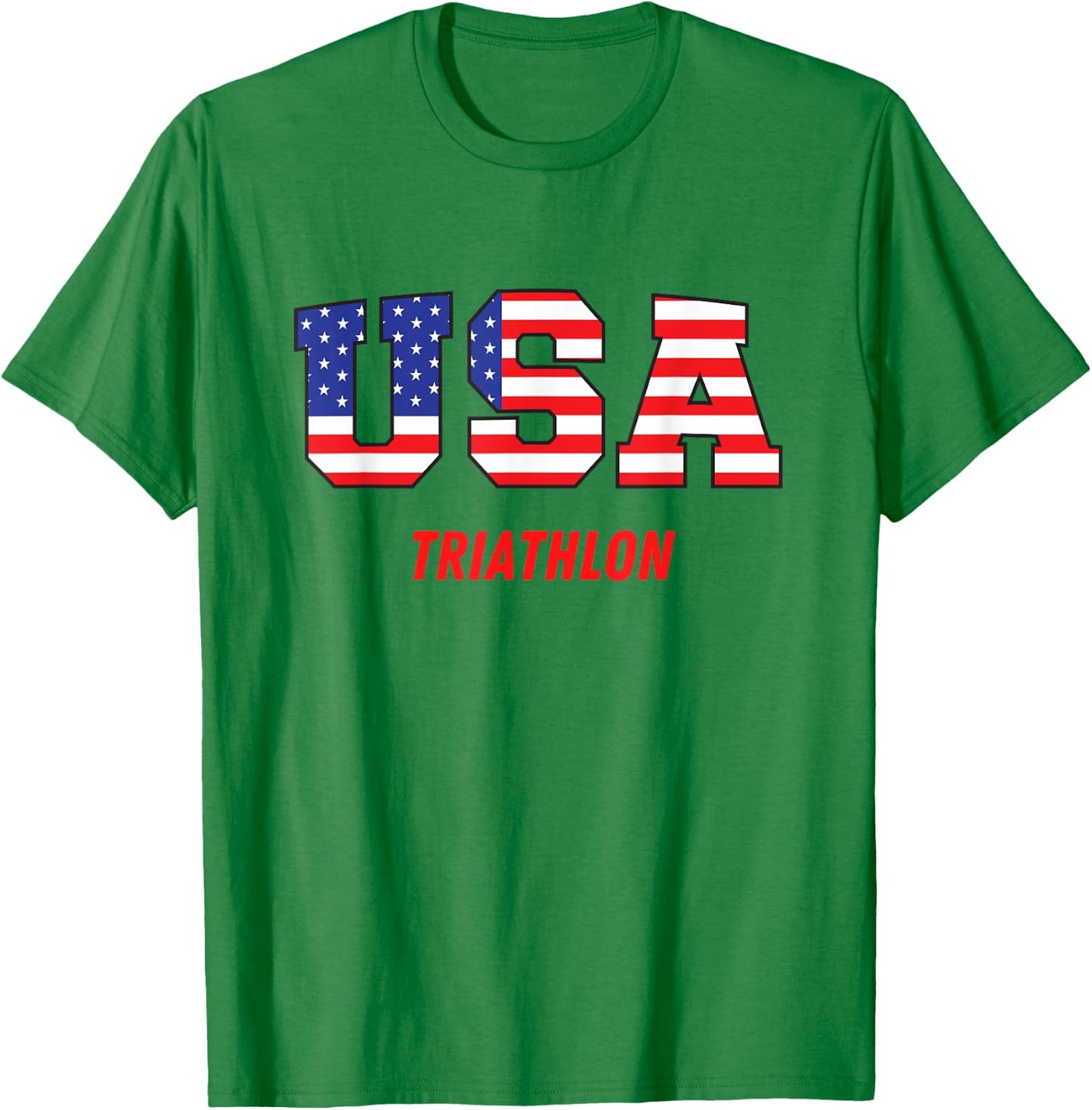 Triathlon USA Go Team Sport Patriotic American Flag T-Shirt - T-Shirt | Irish Green