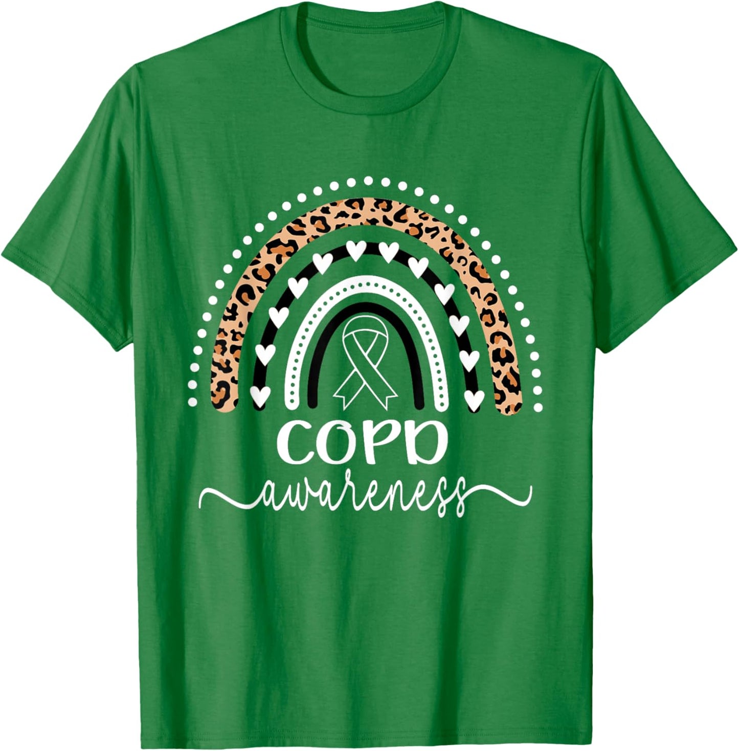 COPD Awareness Wear Orange Leopard Rainbow T-Shirt - T-Shirt | Irish Green