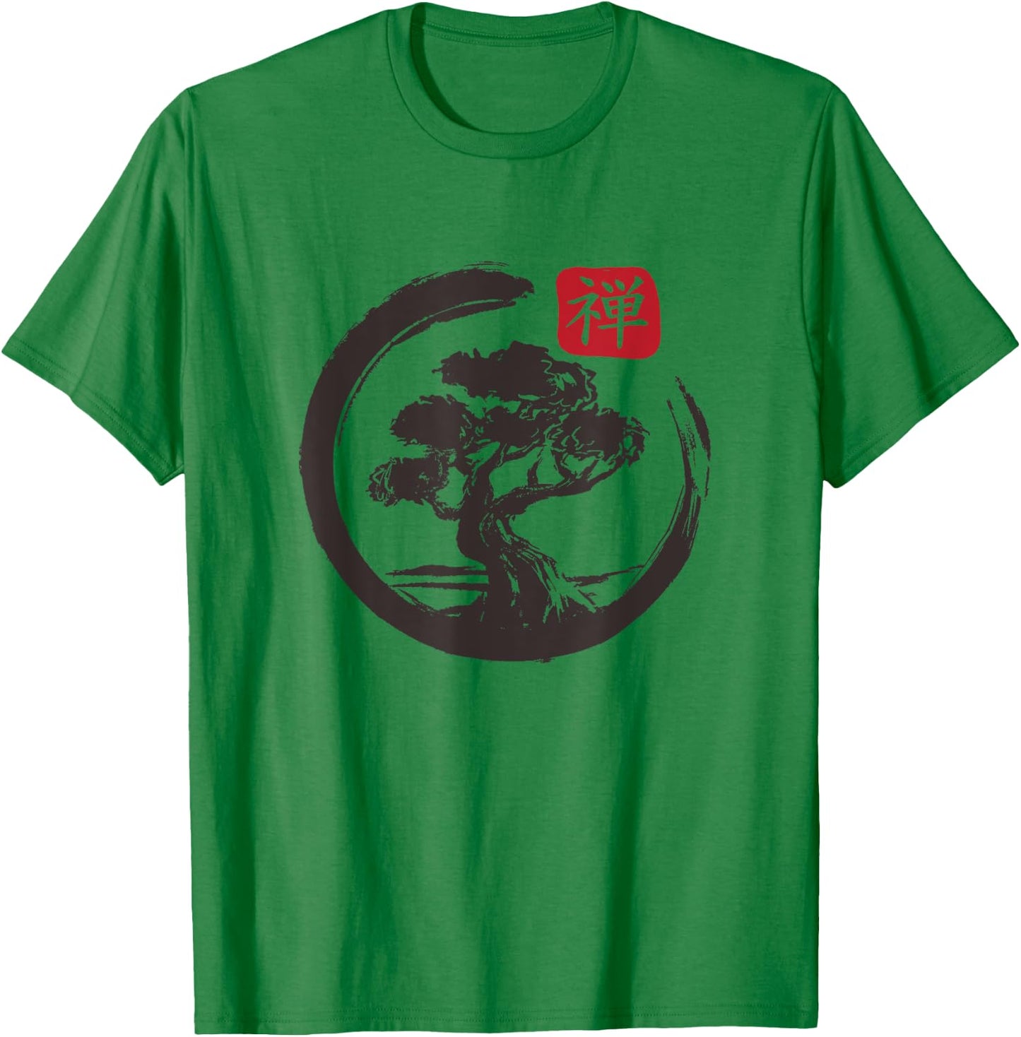Bonsai Tree In Japanese Zen Buddhist Spiritual nature T-Shirt - T-Shirt | Irish Green