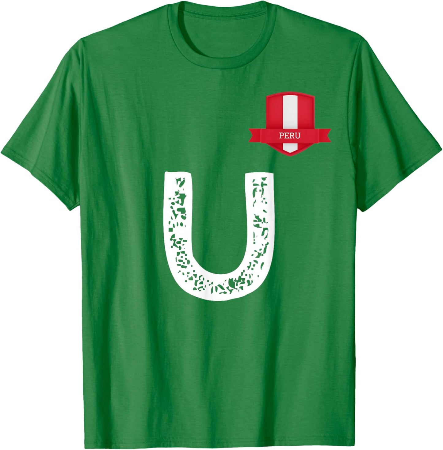 Peru Human-Flag Letter U Peru T-Shirt - T-Shirt | Irish Green