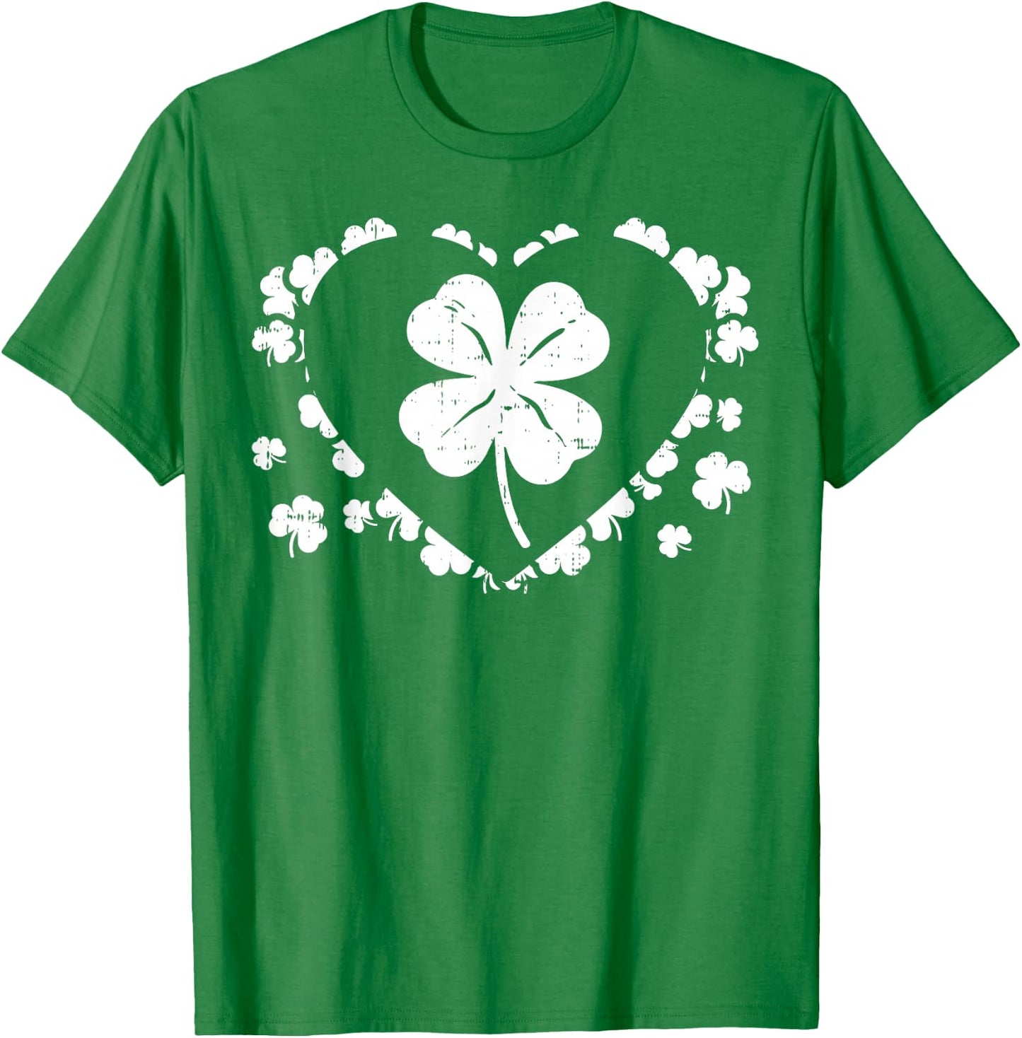 Shamrock Heart Four Leaf Clover Lucky St Patricks Day Gift T-Shirt - T-Shirt | Irish Green